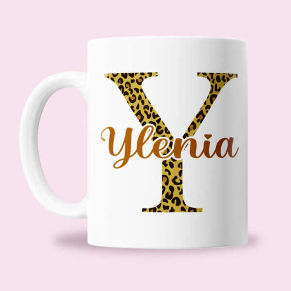 Taza "Inicial con estampado animal print + Nombre" (9 estampados) - Imagen 3