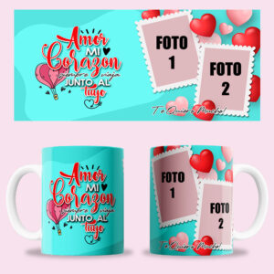 Taza "Mi corazón siempre viaja junto al tuyo" personalizada
