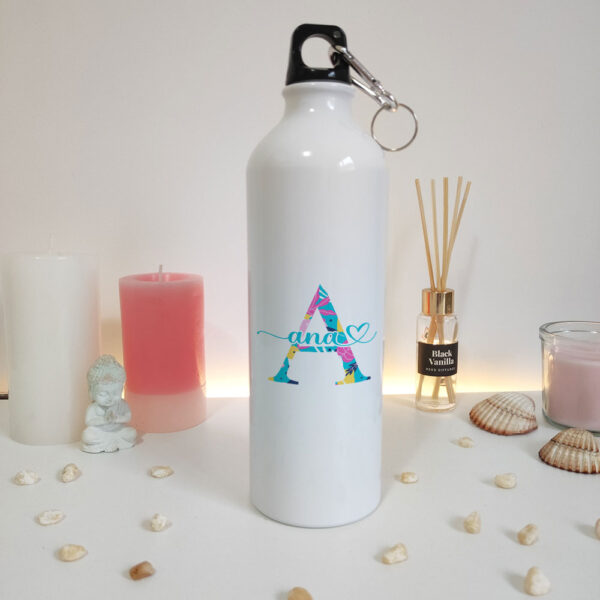 Botella "Inicial con estampado + Nombre" personalizada