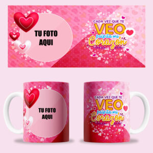Taza "Cada vez que te veo palpita mi corazón" personalizada