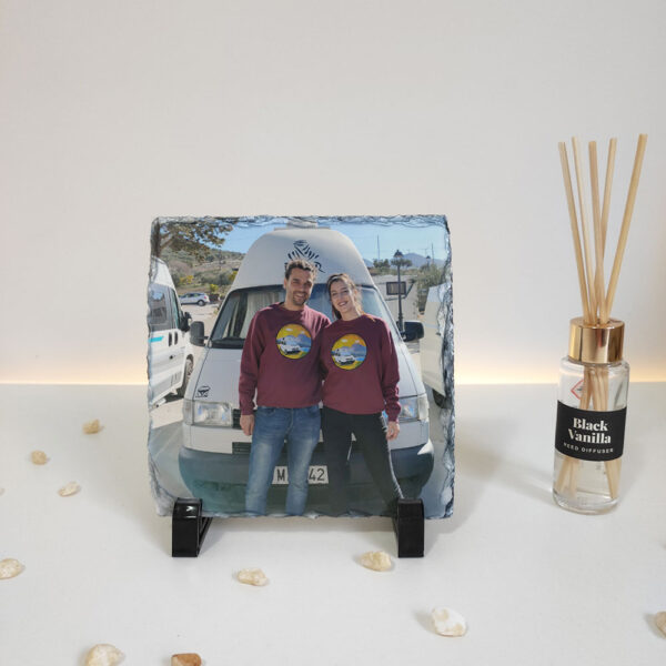 Cuadro de pizarra personalizado con foto - 14x14 cm