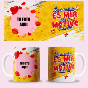 Taza "La sonrisa es mía pero el motivo eres tú" personalizada