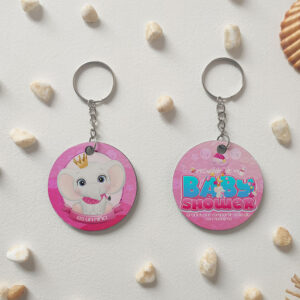 Llavero redondo "Baby Shower Niña Elefante"