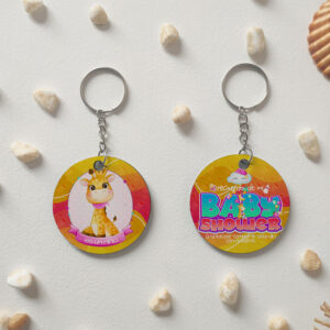Llavero redondo "Baby Shower Niña Jirafa"