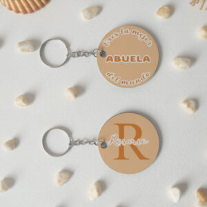 Llavero redondo "La mejor abuela del mundo" personalizado