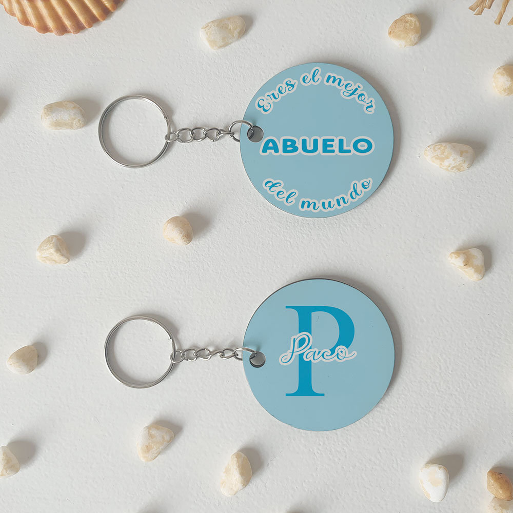 Llavero redondo "El mejor abuelo del mundo" personalizado