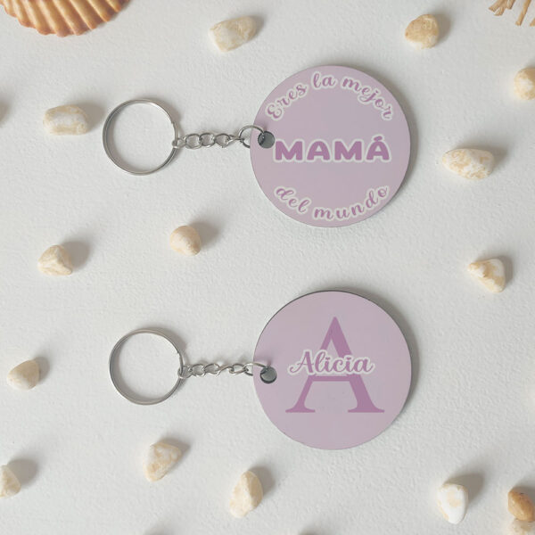 Llavero redondo "La mejor mamá del mundo" personalizado