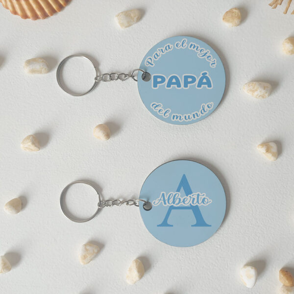 Llavero redondo "El mejor papá del mundo" personalizado