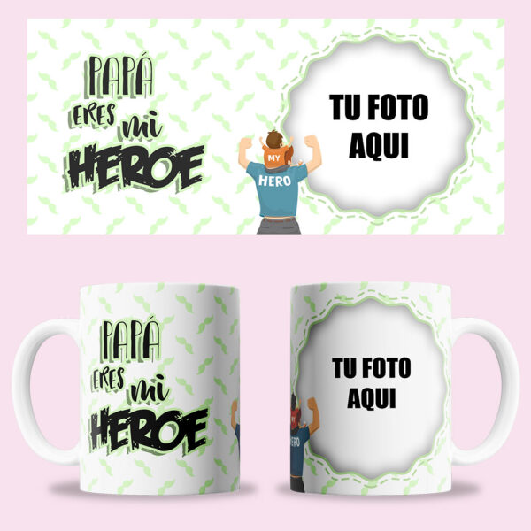 Taza "Papá eres mi héroe" personalizada