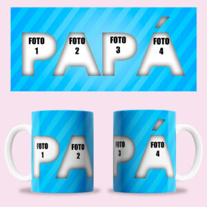 Taza "Papá" personalizada con 4 fotos