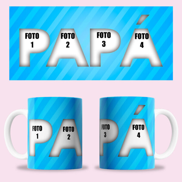 Taza "Papá" personalizada con 4 fotos