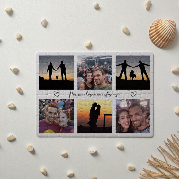 Puzzle 6 fotos con frase personalizada - 80 piezas