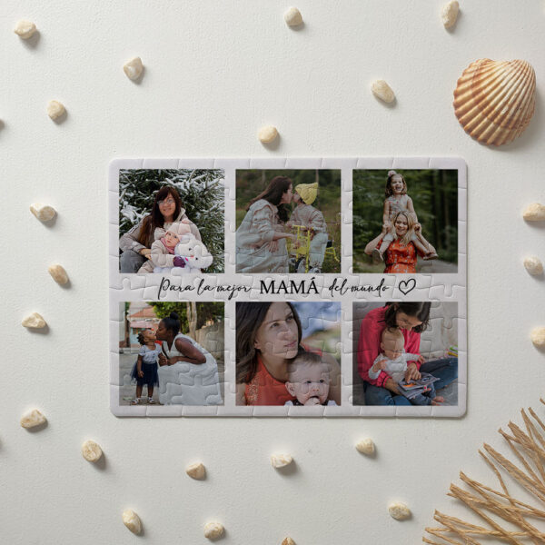 Puzzle 6 fotos - Mejor mamá del mundo - 80 piezas