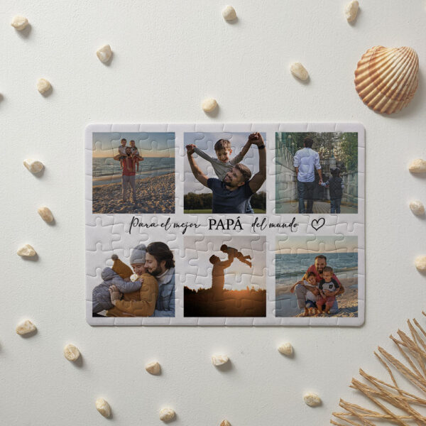 Puzzle 6 fotos - Mejor papá del mundo - 80 piezas