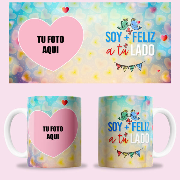 Taza "Soy más feliz a tu lado" personalizada