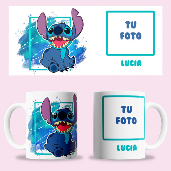 Taza "Stich 8" personalizada con foto y nombre