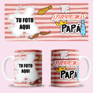 Taza "Te queremos papá" personalizada