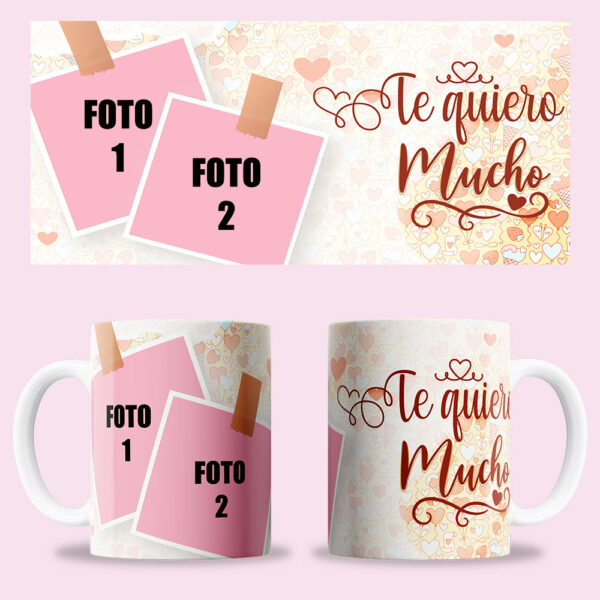 Taza "Te quiero mucho" personalizada con 2 fotos