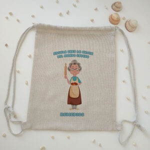 Mochila tipo lino "Abuela eres la mejor del mundo" personalizada