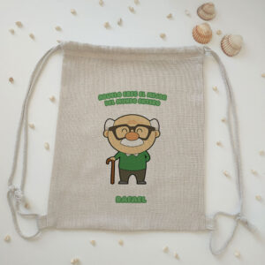 Mochila tipo lino "Abuelo eres el mejor del mundo" personalizada
