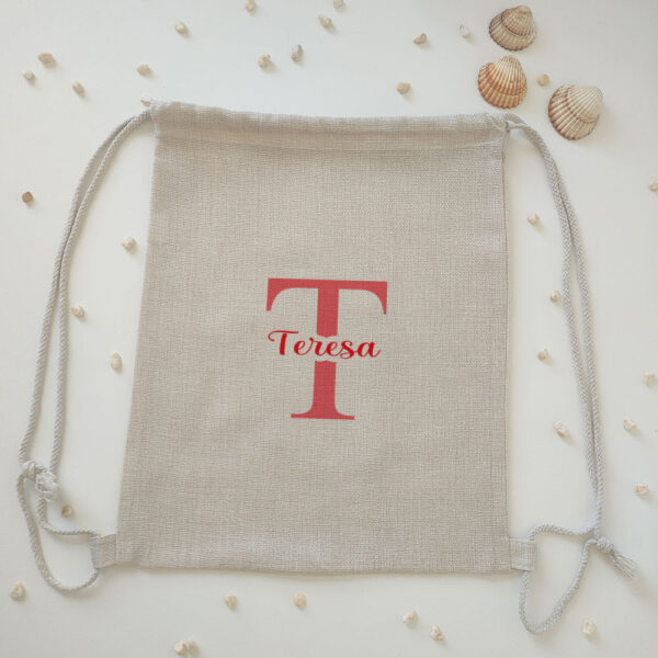 Mochila tipo lino "Inicial + nombre" personalizado - Imagen 2