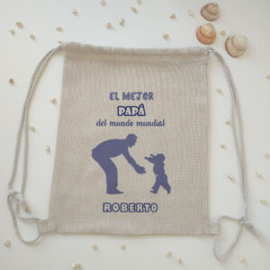 Mochila tipo lino "El mejor papá del mundo mundial" personalizada