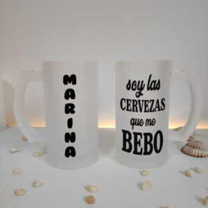 Jarra "Soy las cervezas que me bebo" personalizada