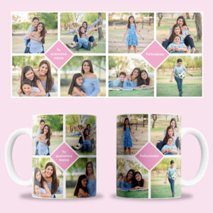 Taza "8 fotos y 2 textos" personalizada