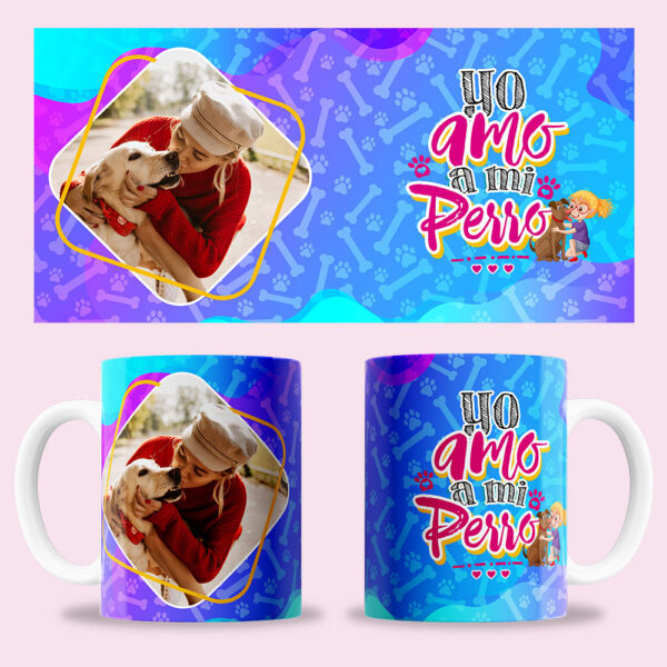 Taza "Yo amo a mi perro" personalizada con foto