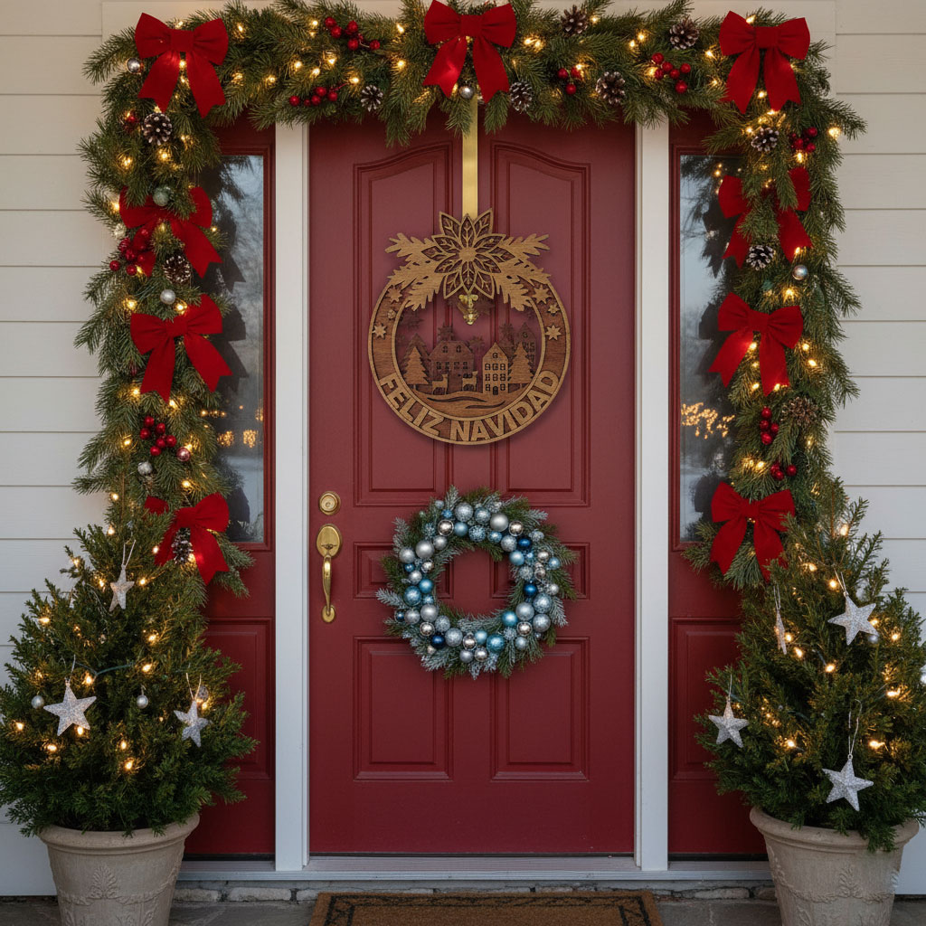 Corona de Navidad (3 capas) Paisaje