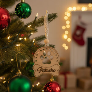 Esfera Navidad Huella Mascota y Corazones