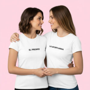 Camisetas pareja "La afortunada / el premio"