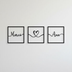 Cuadros San Valentín nombres y corazón cuadrados