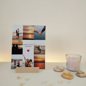 Lámina aluminio 8 fotos + fotos, nombre y fecha vertical