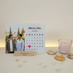 Lámina aluminio San Valentín - Foto + calendario con fecha especial