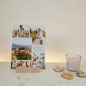 Lámina de aluminio "Collage 5 fotos + frase"