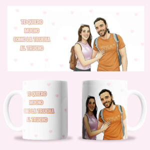 Taza San Valentín Ilustración + frase personalizada
