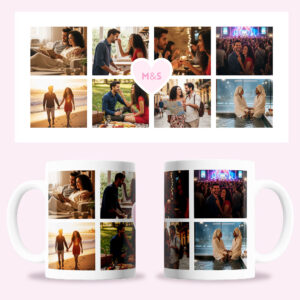 Taza San Valentín "8 fotos + iniciales"