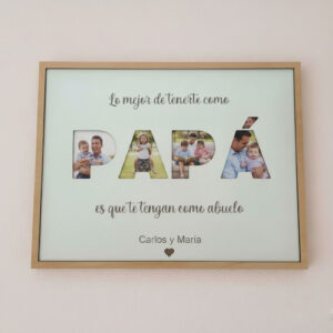 Cuadro Papá personalizado con fotos y frase